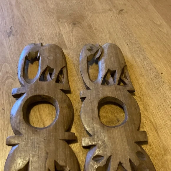 Vintage hand carved wooden spoon and fork salad set - Picture 2 of 7